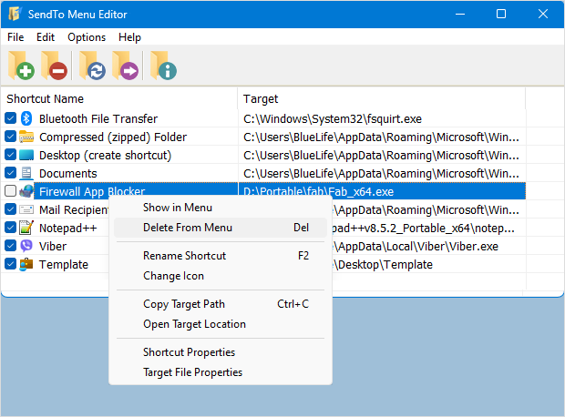 sendto menu editor(发送菜单编辑器)