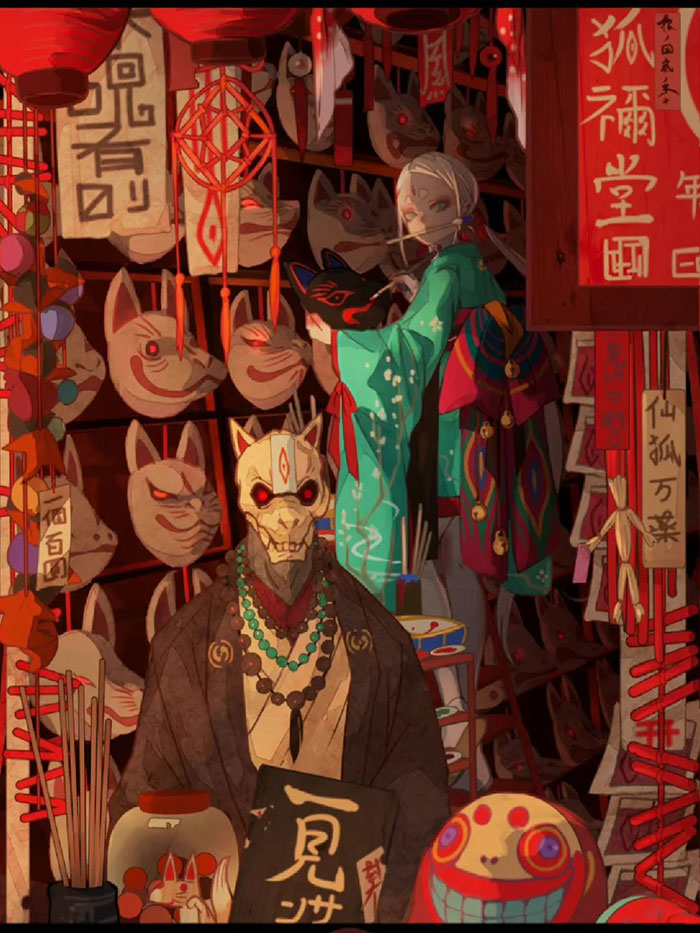 插画师七原しえ作品欣赏-cos扮之狐狸-二次元游戏知识平台